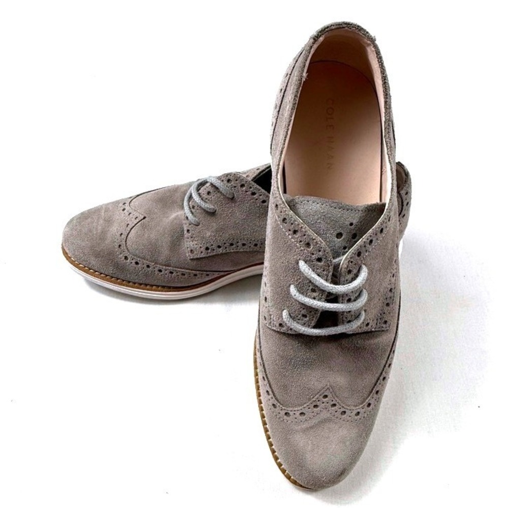Cole Haan Taupe Suede Wingtip Oxfords